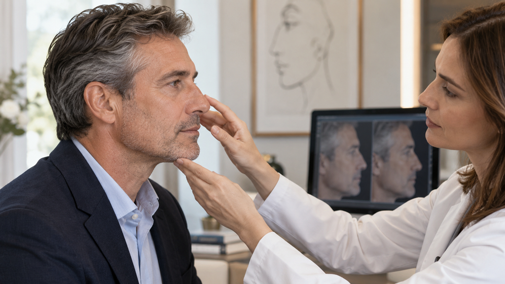 Rinoplastia masculina a los 40 o 50 años: por qué el rostro maduro cambia la planificación Rinoplastia masculina a los 40 o 50 años: por qué el rostro maduro cambia la planificación